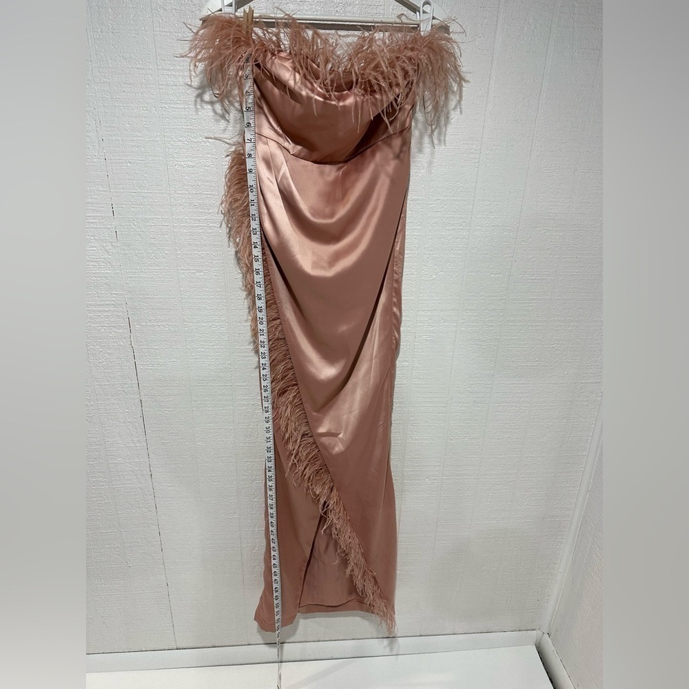 NWT Blithe strapless feather formal gown blush pi… - image 8
